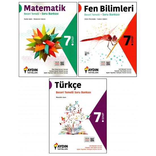 Aydın Yayınları 7. Sınıf Matematik+Fen Bilimleri+Türkçe Beceri Temelli Soru Bankası 3 Kitap