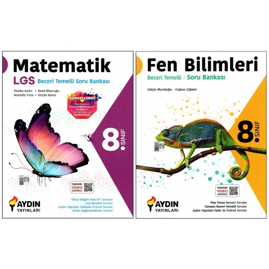 Aydın Yayınları 8. Sınıf LGS Matematik+Fen Bilimleri Beceri Temelli Soru Bankası 2 Kitap