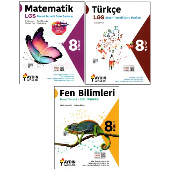 Aydın Yayınları 8. Sınıf LGS Matematik+Fen+Türkçe Beceri Temelli Soru Bankası 3 Kitap