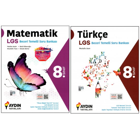 Aydın Yayınları 8. Sınıf LGS Matematik+Türkçe Beceri Temelli Soru Bankası 2 Kitap