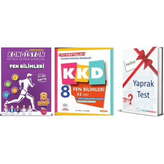 Kurmay 8. Sınıf KKD Fen Bilimleri + Newton Kondisyon Fen Bilimleri +Yaprak Test  Hediye