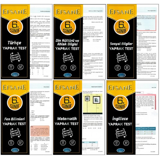 Efsane 6. Sınıf Tüm Dersler Yaprak Test Seti 6 Test