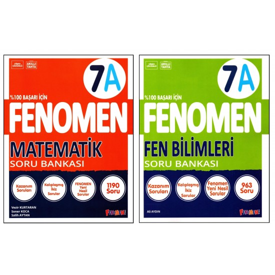 Fenomen 7. Sınıf Matematik (A)+Fen Bilimleri (A) Soru Bankası 2 Kitap