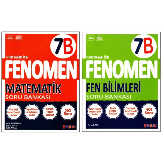 Fenomen 7. Sınıf Matematik (B)+Fen Bilimleri (B) Soru Bankası 2 Kitap