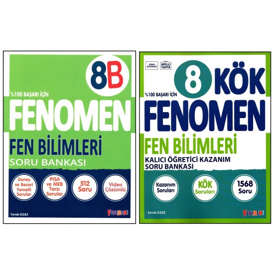 Fenomen 8. Sınıf LGS Fen Bilimleri (B)+Fen Bilimleri KÖK Soru Bankası 2 Kitap