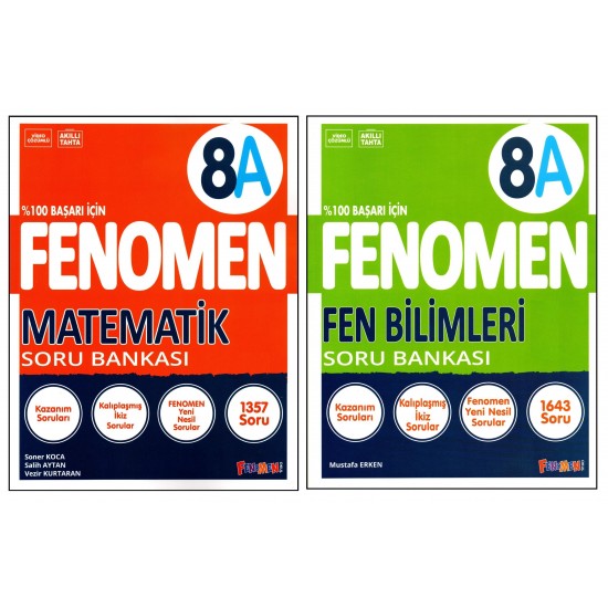 Fenomen 8. Sınıf LGS Matematik (A) + Fen Bilimleri (A) Soru Bankası 2 Kitap