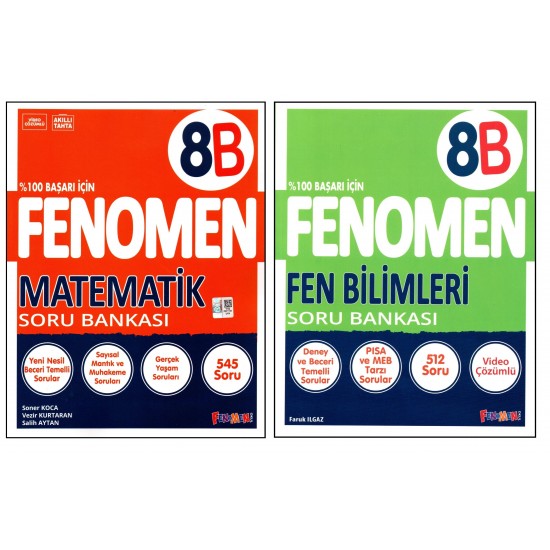 Fenomen 8. Sınıf LGS Matematik (B) + Fen Bilimleri (B) Soru Bankası 2 Kitap