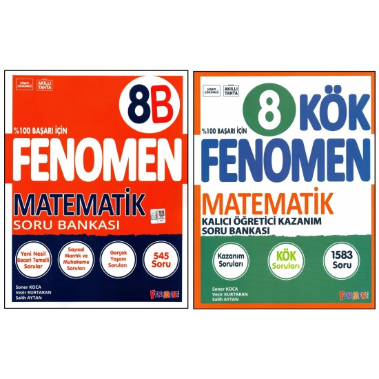 Fenomen 8. Sınıf LGS Matematik (B)+Matematik KÖK Soru Bankası 2 Kitap