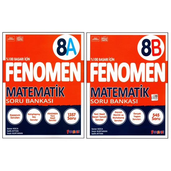 Fenomen 8. Sınıf LGS Matematik (A)+(B) Soru Bankası 2 Kitap