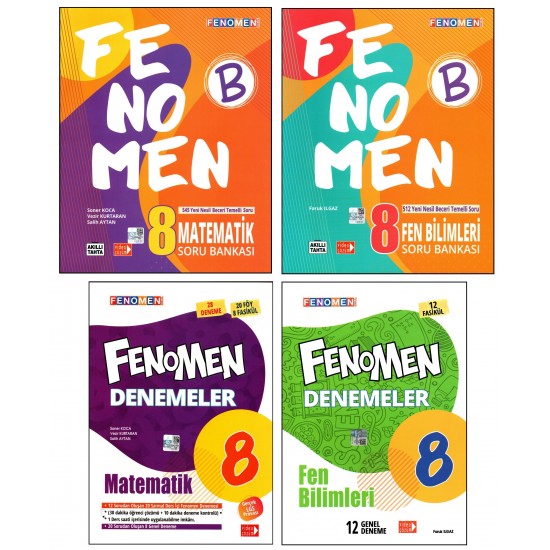 Fenomen 8. Sınıf Matematik+Fen Bilimleri Soru Bankası + Deneme 4 Kitap