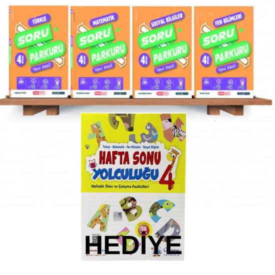 Kırmızı Beyaz 4. Sınıf Yeni Nesil Soru Parkuru Seti + Hediye Üçgen Haftasonu Yolculuğu (5Kitap)