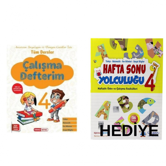 Kırmızı Beyaz 4. Sınıf Çalışma Defterim+Hediye Üçgen Haftasonu Yolculuğu (2Kitap)