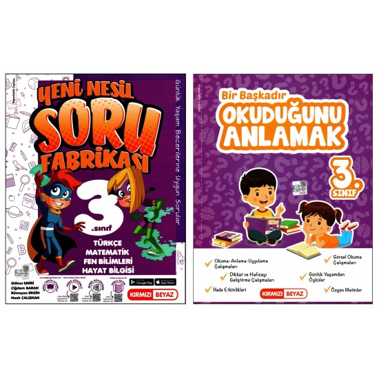 Kırmızı Beyaz 3. Sınıf Soru Fabrikası+Bir Başkadır Okuduğunu Anlamak 2 Kitap