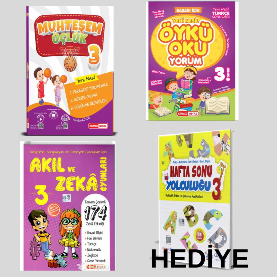 Kırmızı Beyaz 3. Sınıf Muhteşem Üçlük+Akıl ve Zeka+Öykü Okuyorum+Hediye Üçgen Haftasonu (4 kitap)