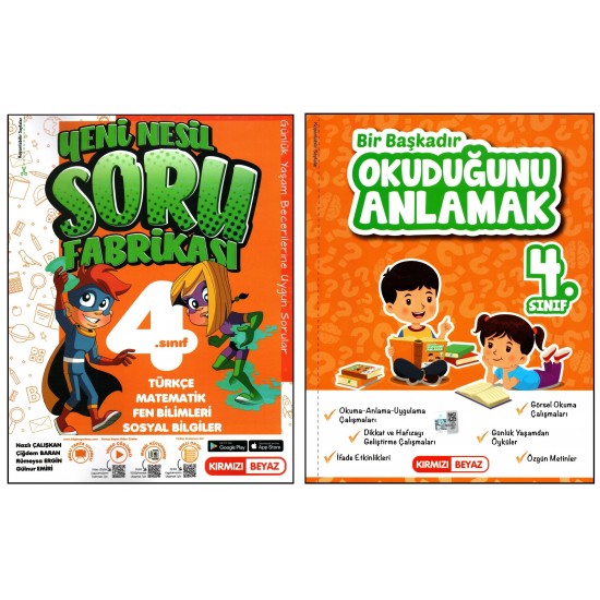 Kırmızı Beyaz 4. Sınıf Soru Fabrikası+Bir Başkadır Okuduğunu Anlamak 2 Kitap