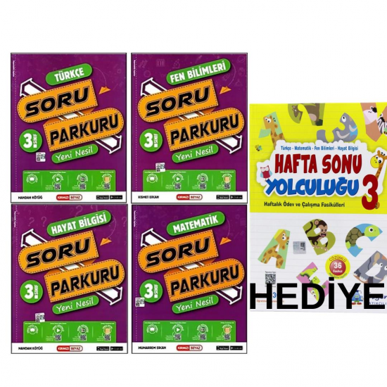 Kırmızı Beyaz 3. Sınıf Yeni Nesil Soru Parkuru Seti + Hediye Üçgen Haftasonu Yolculuğu (5Kitap)