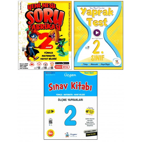 Kırmızı Beyaz+5 Renk+Üçgen 2. Sınıf Soru Fabrikası+Yaprak Test+Sınav Kitabı 3 Kitap