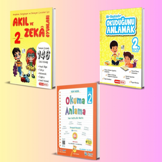 Kırmızı Beyaz 2. Sınıf Başkadır Okuduğunu Anlamak+Akıl ve Zeka+Üçgen Okuma Anlama (3 kitap)