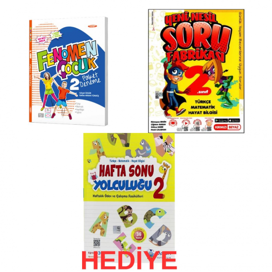 Kırmızı Beyaz 2. Sınıf Soru Fabrikası +Fenomen Deneme+ Hediye Üçgen Haftasonu (3 Kitap)