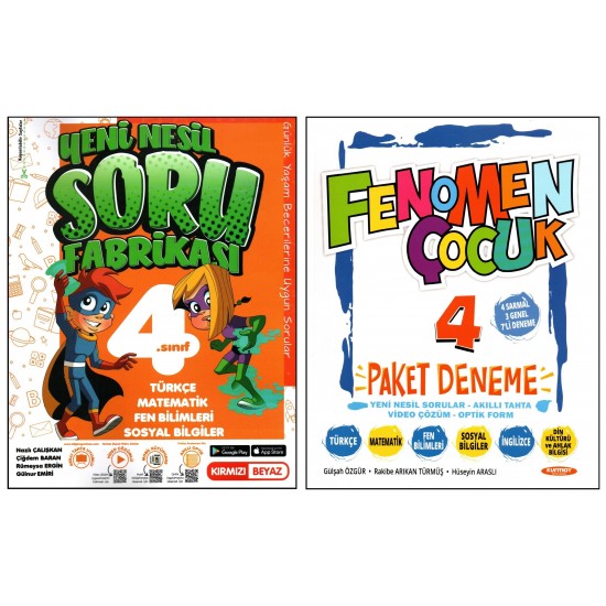 Kırmızı Beyaz+Fenomen 4. Sınıf Soru Fabrikası+Deneme 2 Kitap