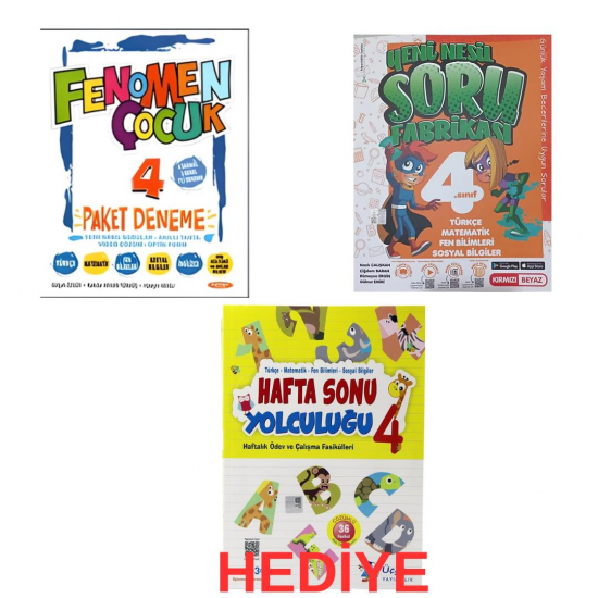 Kırmızı Beyaz 4. Sınıf Soru Fabrikası +Fenomen Deneme+ Hediye Üçgen Haftasonu (3 Kitap)