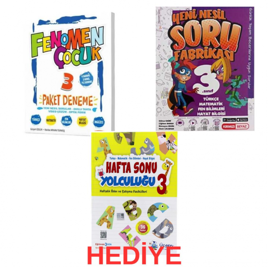 Kırmızı Beyaz 3. Sınıf Soru Fabrikası +Fenomen Deneme+ Hediye Üçgen Haftasonu (3 Kitap)