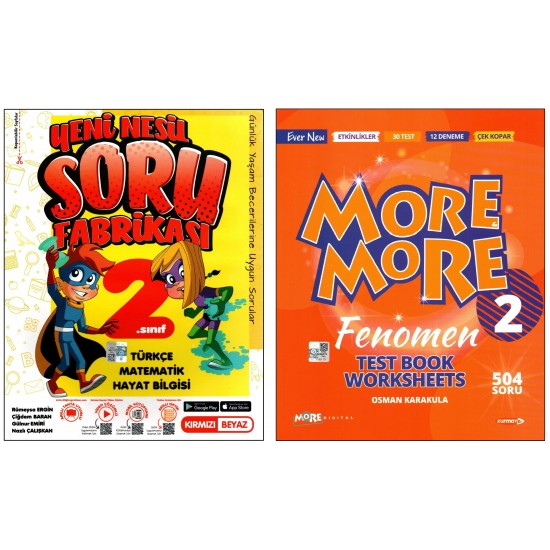 Kırmızı Beyaz+More and More 2. Sınıf Soru Fabrikası+Test Book Worksheets 2 Kitap