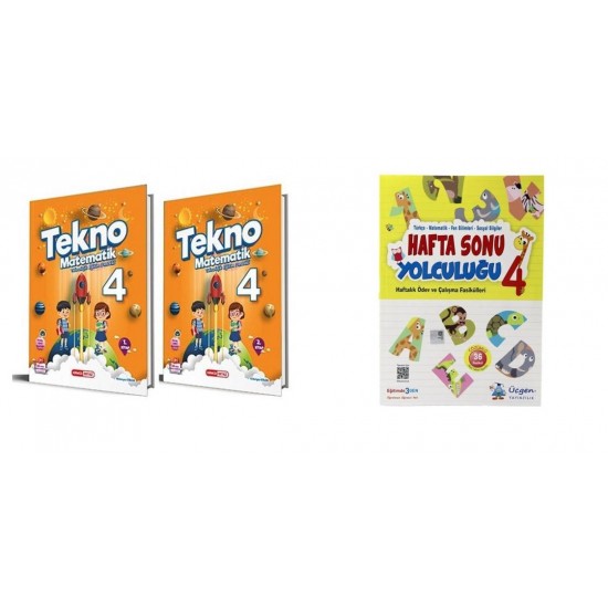 Kırmızı Beyaz Tekno 4. Sınıf  Matematik  + Üçgen Hafta Sonu Yolculuğu Hediye (3 Kitap)