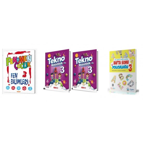 Kırmızı Beyaz Tekno 3. Sınıf Matematik + Fenomen Fen Bilimleri + Hafta Sonu Hediye (4 Kitap)