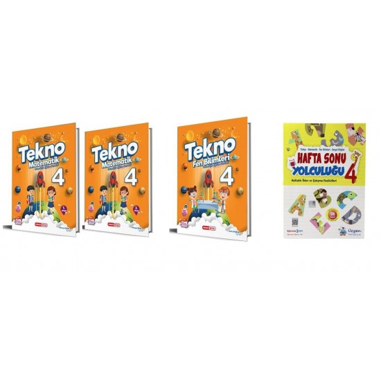 Kırmızı Beyaz Tekno 4. Sınıf Matematik + Fen Bilimleri + Üçgen Hafta Sonu Yolculuğu Hediye (4 Kitap)