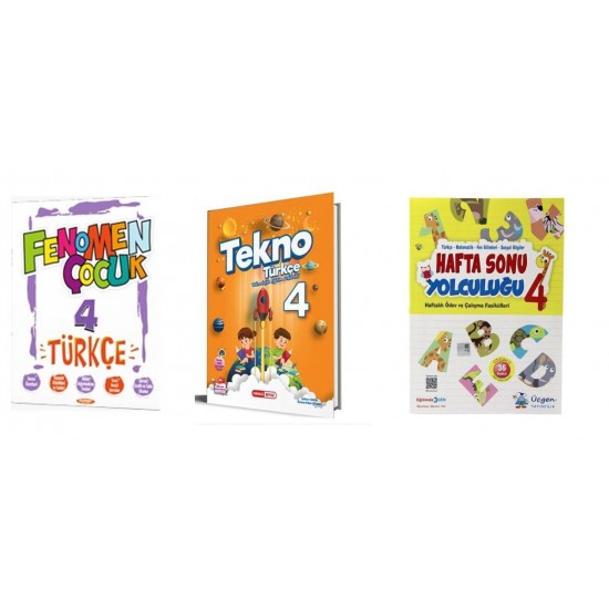 Kırmızı Beyaz Tekno 4. Sınıf Türkçe + Fenomen Türkçe + Üçgen Hafta Sonu Yolculuğu Hediye (3 Kitap)