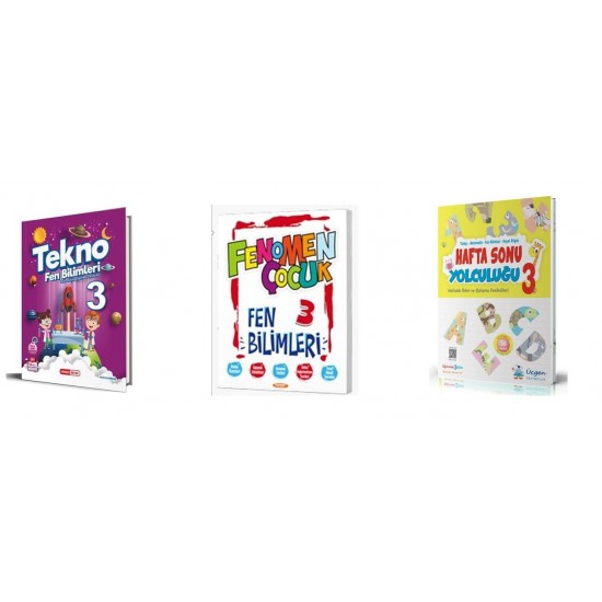 Kırmızı Beyaz Tekno  3. Sınıf  Fen Bilimleri + Fenomen Fen Bilimleri + Hafta Sonu  Hediye (3 Kitap)