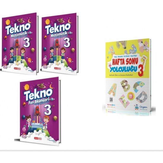 Kırmızı Beyaz Tekno + Üçgen 3. Sınıf Matematik + Fen Bilimleri + Hafta Sonu Yolculuğu Hediye (4 Kitap)