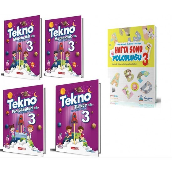 Kırmızı Beyaz Tekno + Üçgen 3. Sınıf Matematik + Fen Bilimleri + Türkçe +Hafta Sonu Yolculuğu Hediye (5 Kitap)