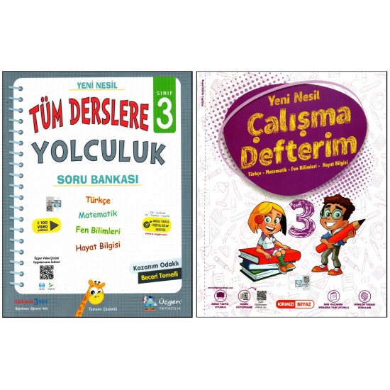 Kırmızı Beyaz+Üçgen 3. Sınıf Çalışma Defterim ve Soru Bankası 2 Kitap 