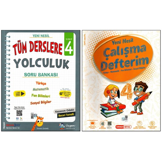 Kırmızı Beyaz+Üçgen 4. Sınıf Çalışma Defterim ve Soru Bankası 2 Kitap 