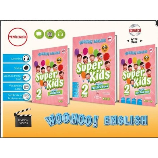 Kırmızı Beyaz Yayınlar 2.Sınıf Woohoo English Süper Kids (Practice Book+ Workbook + Unıt Test Book)