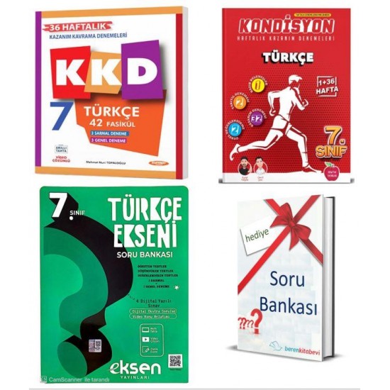 Kurmay 7. sınıf KKD Türkçe+Newton Kondisyon Türkçe+Eksen Yayınları Türkçe Ekseni+Soru B.Hediye