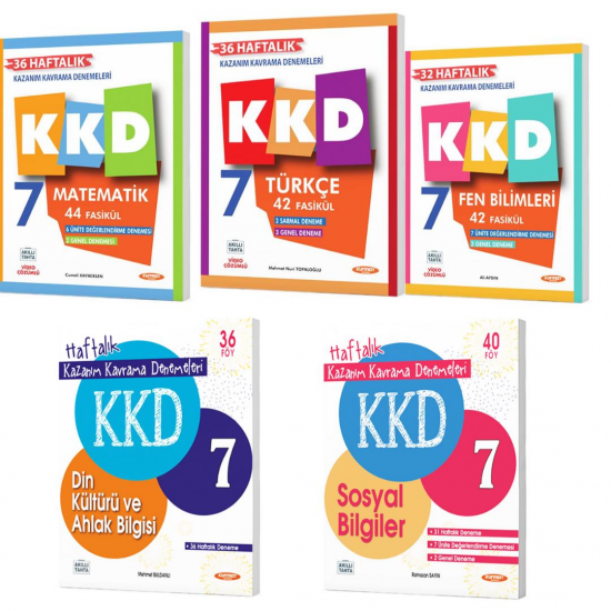 Kurmay Yayınları 7. sınıf KKD Matematik+Din Kültürü+Sosyal Bilgiler+Türkçe+Fen Bilimleri (5Kitap)