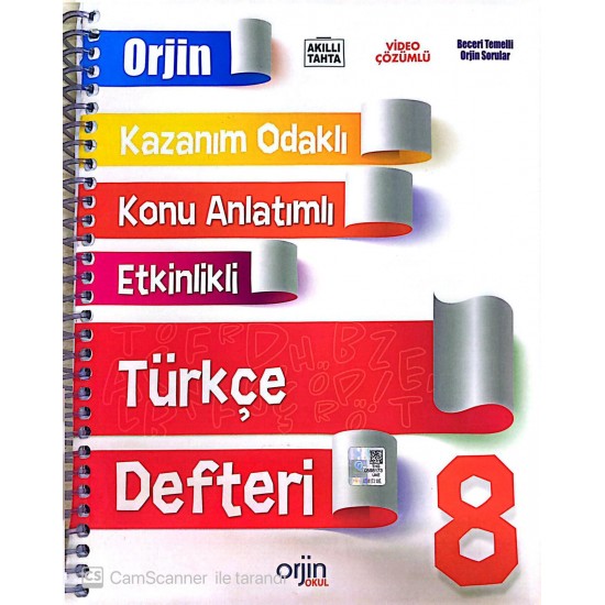 Orjin 8. Sınıf Türkçe Konu Anlatımlı Etkinlikli Türkçe Defteri