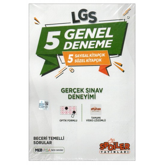 Spoiler Yayınları 8. Sınıf LGS 5 Adet Genel Deneme