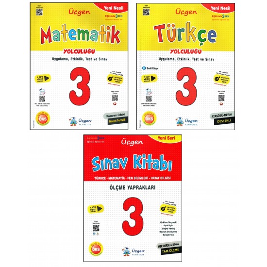 Üçgen 3. Sınıf Yeni Nesil Matematik+Türkçe Yolculuğu + Sınav Kitabı 3 Kitap