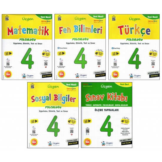 Üçgen 4. Sınıf Yeni Nesil Matematik+Türkçe+Fen+Sosyal Bilg.+Sınav Kitabı 5 Kitap