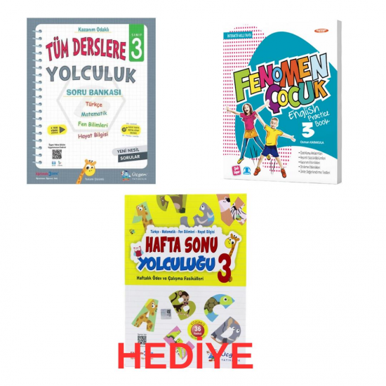 Üçgen 3. Sınıf Tüm Dersler+ Fenomen English Practice Book+Hediye Üçgen Haftasonu Yolculuğu (3 Kitap)