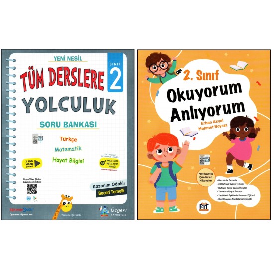 Üçgen+Fit 2. Sınıf Tüm Derslere Yolculuk Soru Bankası+Okuyorum Anlıyorum Okuma Anlama Kitabı 2 Kitap