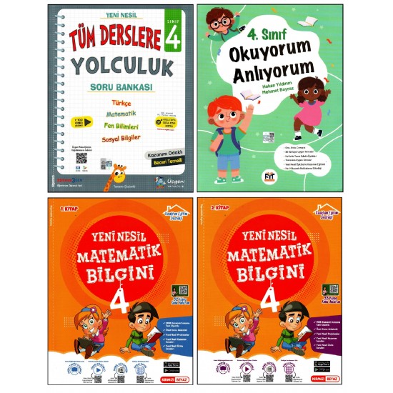 Üçgen+Fit+Kırmızı Beyaz 4. Sınıf Soru Bankası+Okuyorum Anlıyorum+Matematik Bilgini 4 Kitap